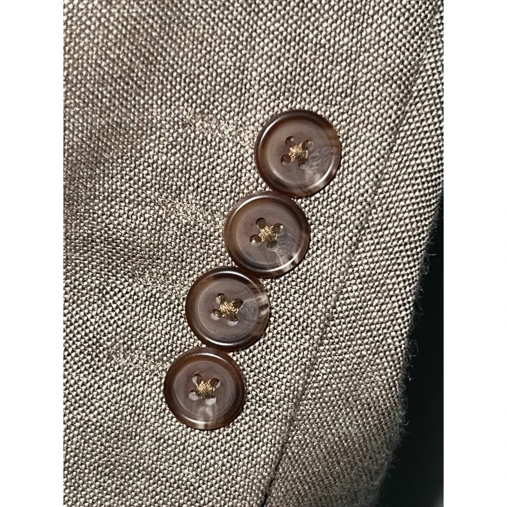 Ralph Lauren Men's 40L Sport Coat Blazer Two Button Brown Silk Linen Check Prep